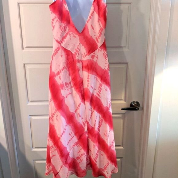 Vintage Banana Republic 100% Silk Midi Tie Dye Slip Dress - Picture 3 of 5